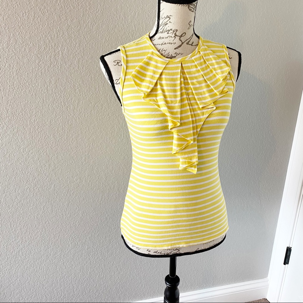 Trina Turk Sleeveless Yellow & White Striped Size Small